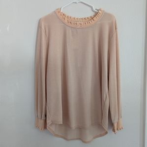 Jane + Delancey Peach Top Ruffled Neck High-low Size Large New With Tags